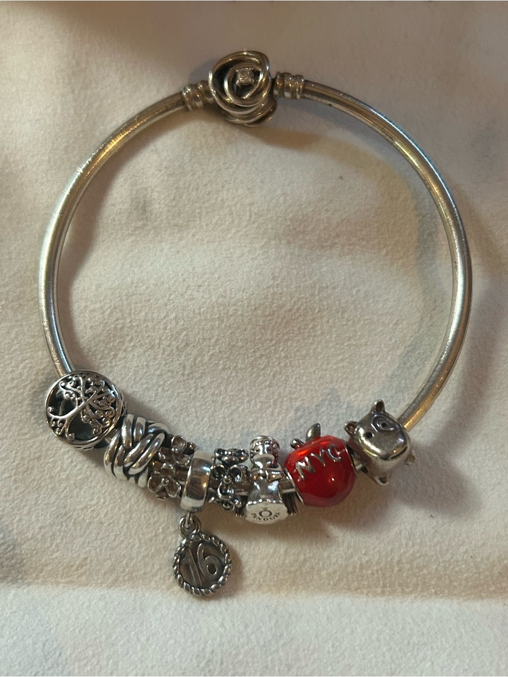 Pandora bracelet with 8 charms